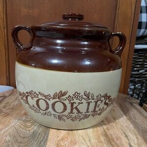 Vintage Monmouth Brown and Cream Cookie Jar